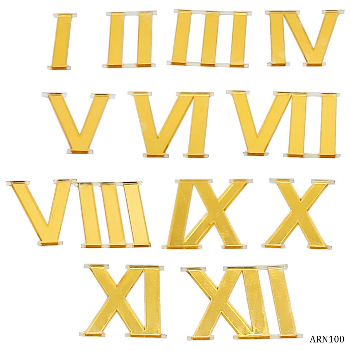 Acrylic Roman Number For Clock Gold 12PcSet ARN100