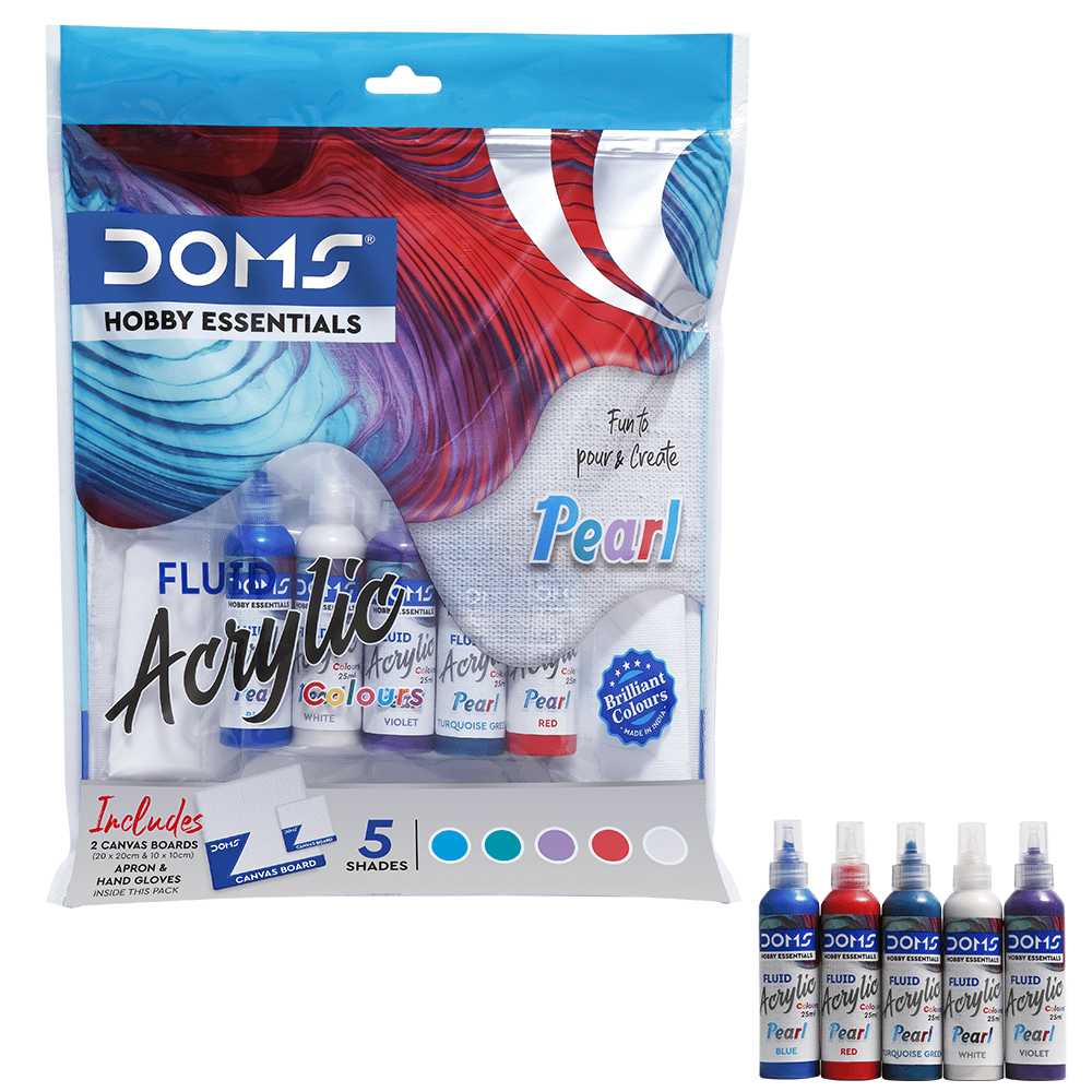 Doms Hobby Essentials Fluid Acrylic Colours Vibrant Set