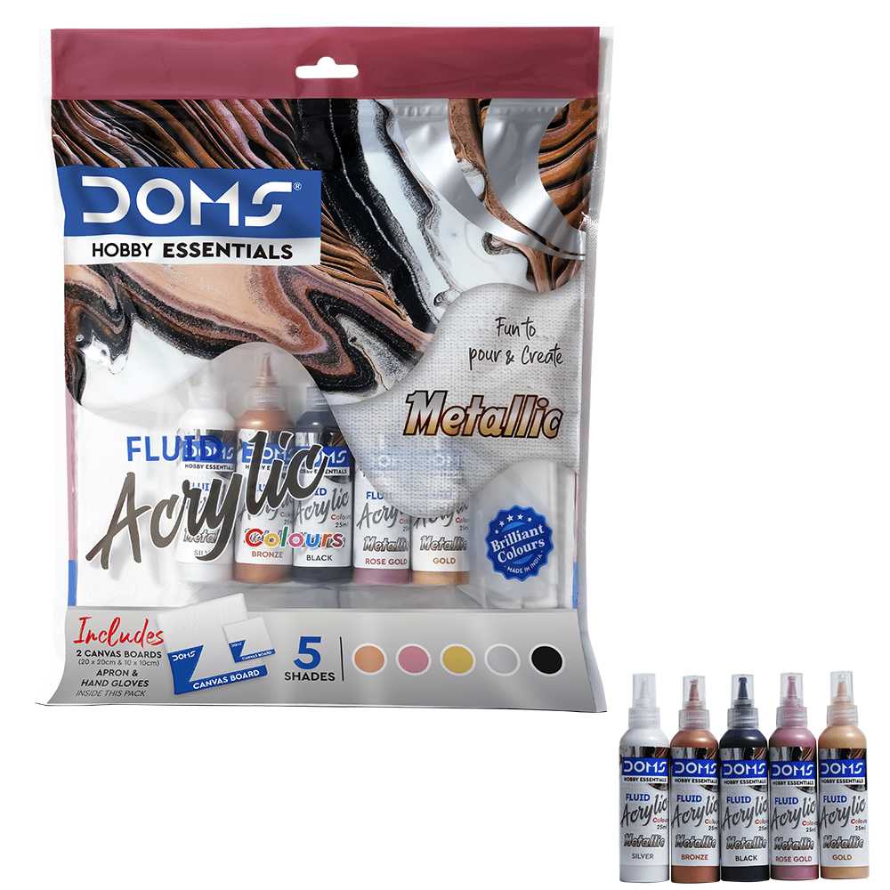 Doms Hobby Essentials Fluid Acrylic Colours Vibrant Set