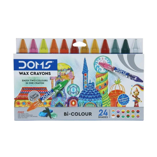 DOMS - Bi Colour Crayons - Two Sided Colours in One Crayon - Student Stationery