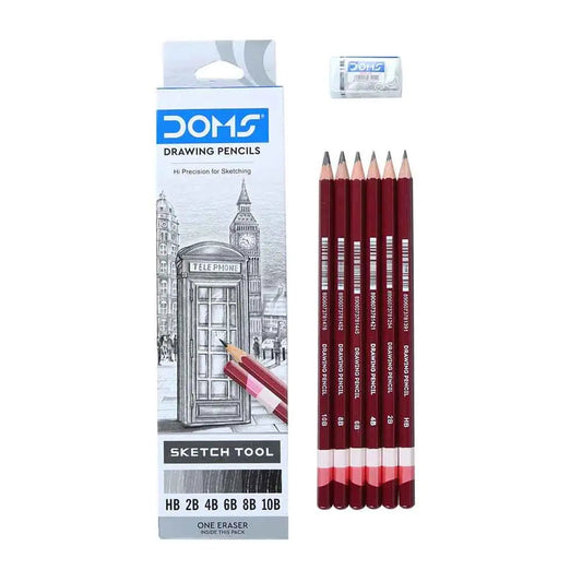 DOMS Drawing Sketch Tool Pencil ( Set of 6 ) - Student Stationery