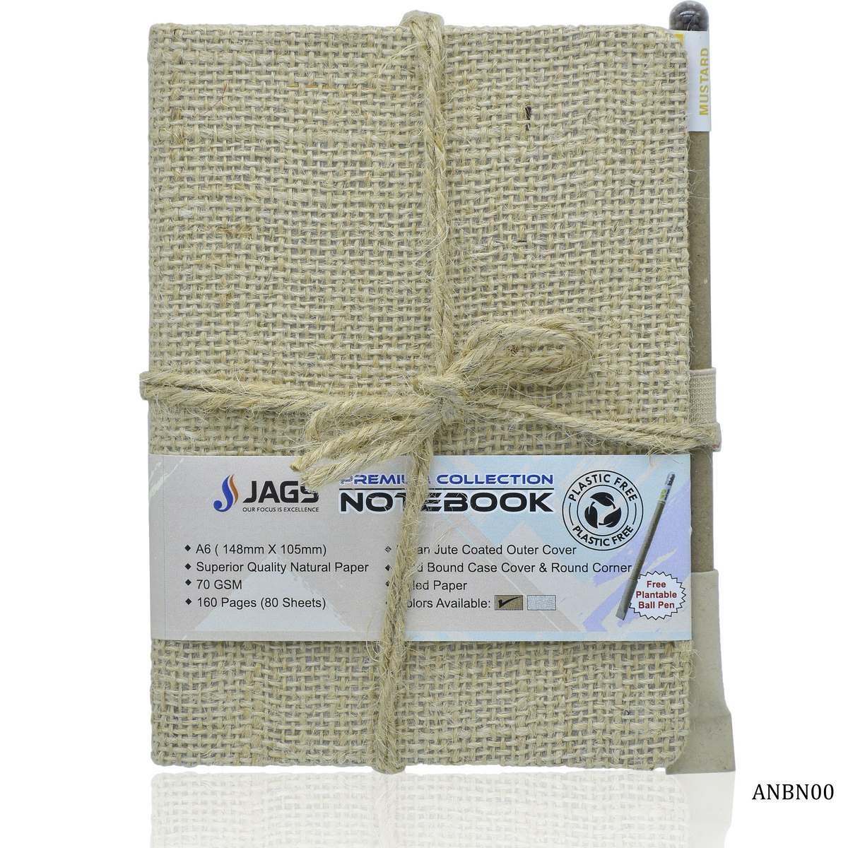 A6 Diary Natural Jute Cover 160 Pages 80 Sheet ANBN00