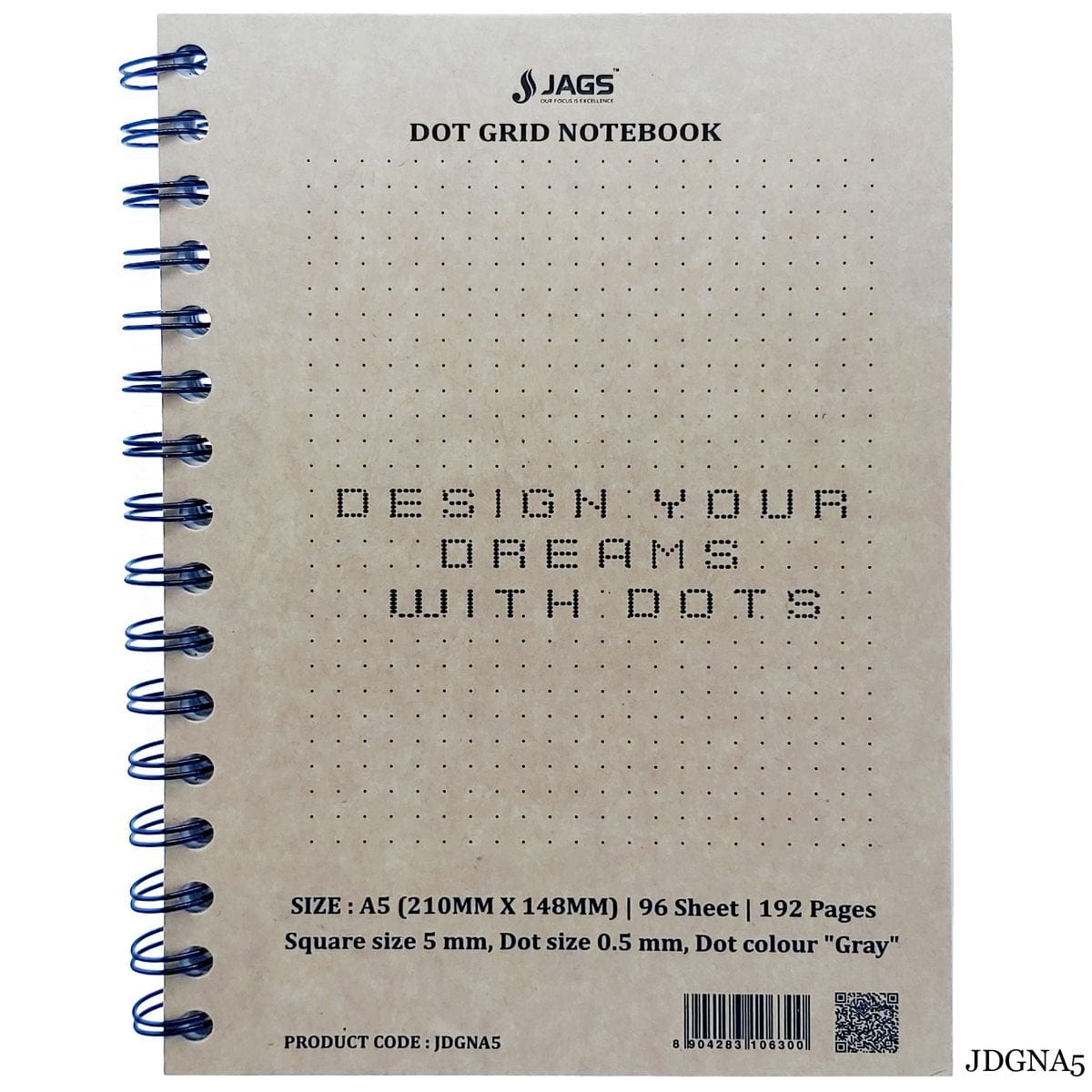 Jags Dot Grid Diary Craft Cover 192Sheet 80Gsm A5