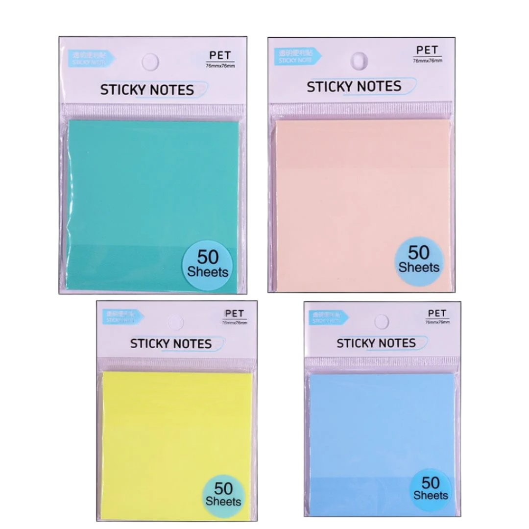 Coloured Transparent Sticky Nots  3X3 ( SET OF 4 COLOUR ) - Student Stationery