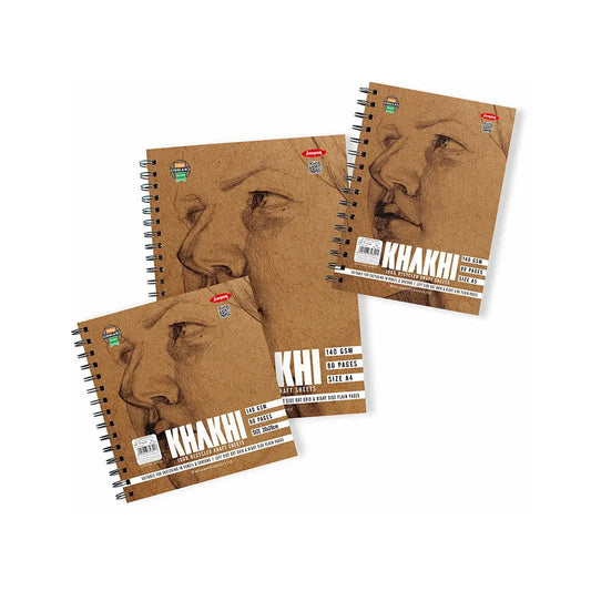 Anupam Khaki Sketchbook -  Wireo book - 140 GSM Cartridge Paper