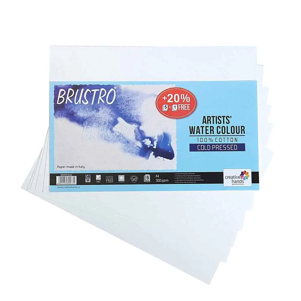 Brustro Artists Watercolour Papers 100% Cotton 300 GSM A4 Cold Pressed