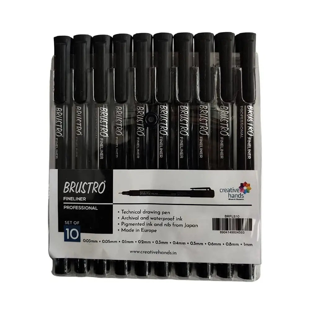 Brustro Fineliner Professional Pen Black Assorted Set