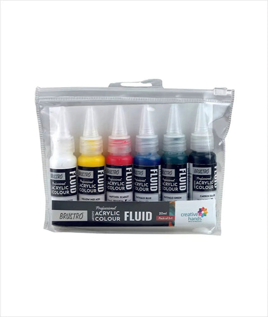 Brustro Professional Artists Acrylic Colour Fluid 20ml Pack Of 5+1