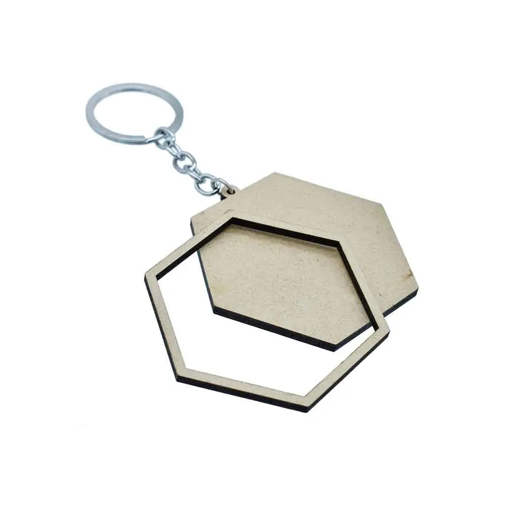 Jags MDF DIY Key Ring Hexagon 2 Pcs Set MDKR09