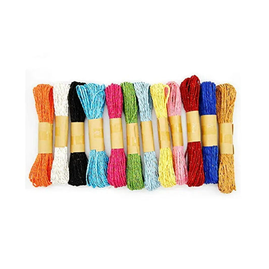 Jags Paper Rope Colour Small Glitter (12 Assorted Colours)
