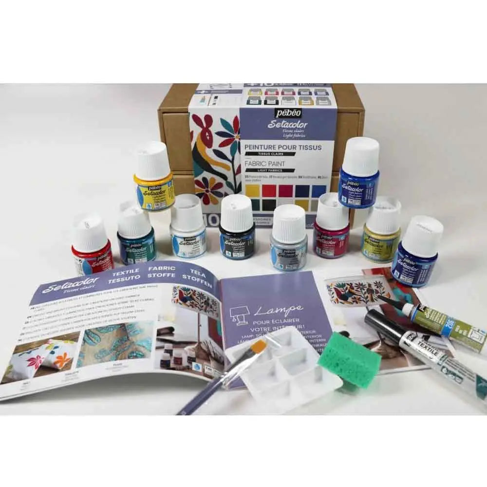 Pebeo Setacolor Light Fabric Paint - Assorted 10 x 45 ml - Collection Case