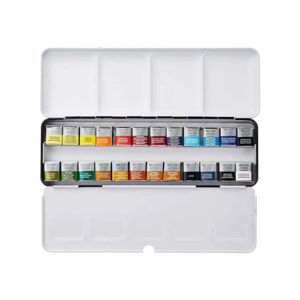 Winsor and Newton Professional Water Colour Lightweight Sketchers Box - 24 Half Pans