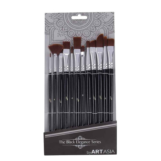 Art Asia Artist Synthetic Steel Ring Assorted Paint Brush Set of 12pcs